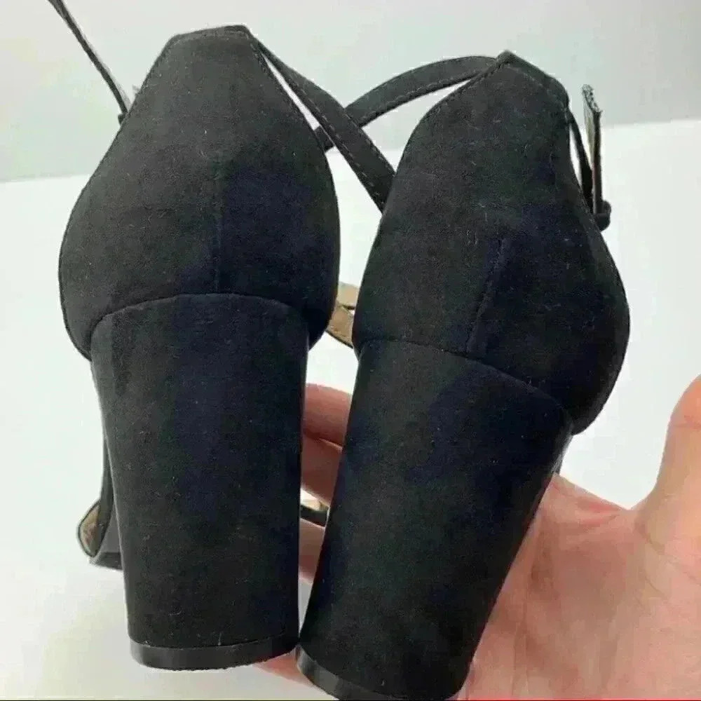 New report heels Pamela 11 black faux suede dorsay - Picture 8 of 13